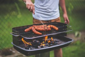 Man barbecuing outdoors