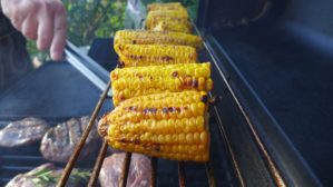 Corn cooking on the BBQ