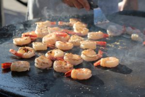 Prawns cooking on the BBQ